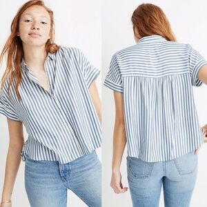 Madewell Hilltop Shirt in Savin Stripe size Small Boxy‎ fit